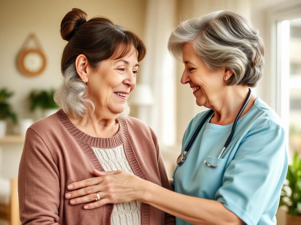 Caregiver spending time with a resident